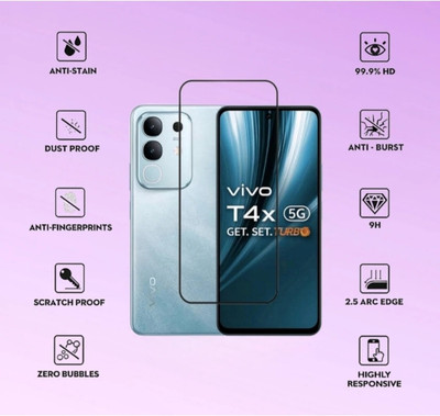 Gorilaa OG Edge To Edge Tempered Glass for Vivo T4x 5G Tempered Glass for Vivo T4x 5G with Installation kit (BLACK) (Pack of 1)(Pack of 2)