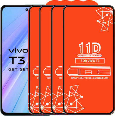 Qyist Edge To Edge Tempered Glass for Vivo T3(Pack of 4)