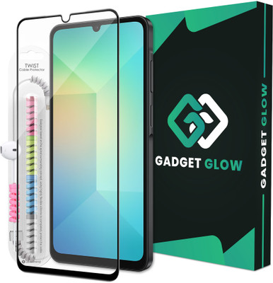 Gadget Glow Edge To Edge Tempered Glass for Samsung Galaxy A06 5G, Samsung Galaxy A06, Samsung A06 5G, Samsung A06, OG Tempered Glass with Cable Protector(Pack of 1)