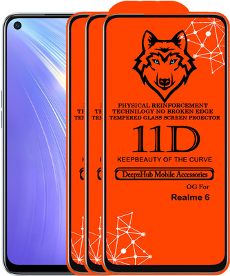 DeepzHub Edge To Edge Tempered Glass for Realme 6(Pack of 3)