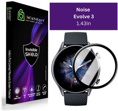 iWishKart Edge To Edge Tempered Glass for Noise Evolve 3, Evolve3 1.43Inch, Smart Watch NOT Included, NOT Tempered Glass, Curved Screen Guard(Pack of 1)