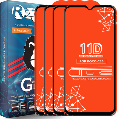 Roxel Edge To Edge Tempered Glass for Poco C55(Pack of 4)