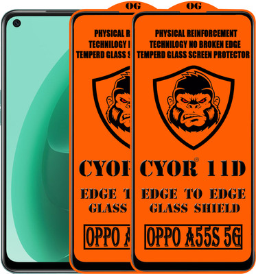 CYOR Edge To Edge Tempered Glass for OPPO A55S 5G(Pack of 2)