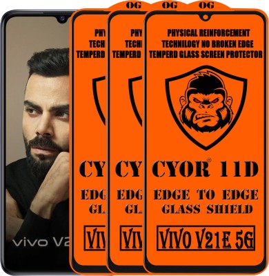 CYOR Edge To Edge Tempered Glass for VIVO V21E 5G(Pack of 3)