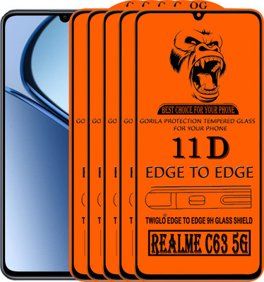 TWIGLO Edge To Edge Tempered Glass for REALME C63 5G(Pack of 5)