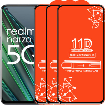 Qyist Edge To Edge Tempered Glass for Realme Narzo 30 5G(Pack of 3)