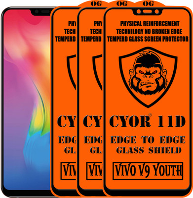 CYOR Edge To Edge Tempered Glass for Vivo V9 Youth(Pack of 3)