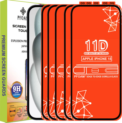 PFOAM Edge To Edge Tempered Glass for APPLE IPHONE 15(Pack of 5)