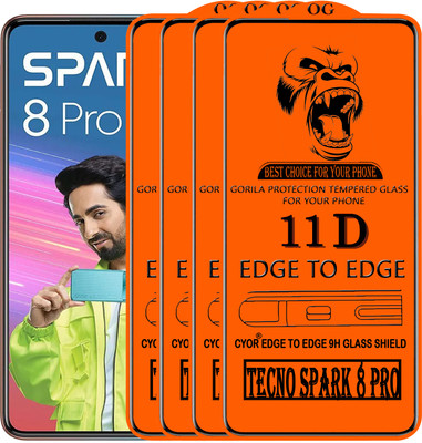 CYOR Edge To Edge Tempered Glass for TECNO SPARK 8 PRO(Pack of 4)