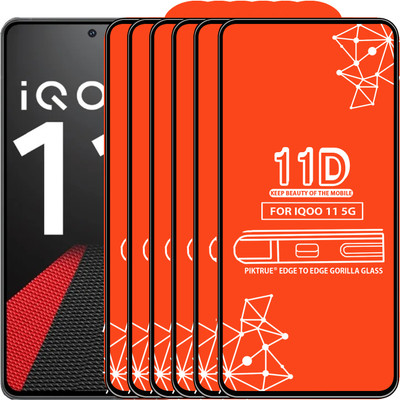 PikTrue Edge To Edge Tempered Glass for IQOO 11 5G(Pack of 6)