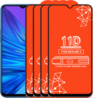 Roxel Edge To Edge Tempered Glass for Realme 5(Pack of 4)