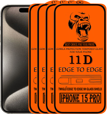 TWIGLO Edge To Edge Tempered Glass for IPHONE 15 PRO(Pack of 4)