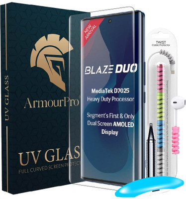 ArmourPro Edge To Edge Tempered Glass for Lava Blaze Duo 5G, Lava Blaze Duo, Advanced HD+ UV Guard, UV Glue Tempered Glass with Cable Protector(Pack of 1)