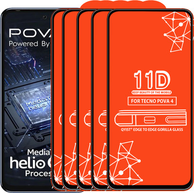 Qyist Edge To Edge Tempered Glass for Tecno Pova 4(Pack of 5)