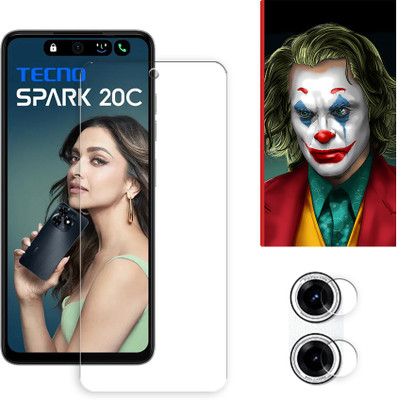 ARBAN Edge To Edge Tempered Glass for Tecno Spark 20C 4G Tempered Screen Protector | Anti-Scratch | Edge to Edge Full Coverage | 9H Hardness ( 1 FRONT SCREEN GUARD + 1 CAMERA LENS PROTECTOR + 1 FREE BACK EMBOSSED SKIN026 )(Pack of 1)