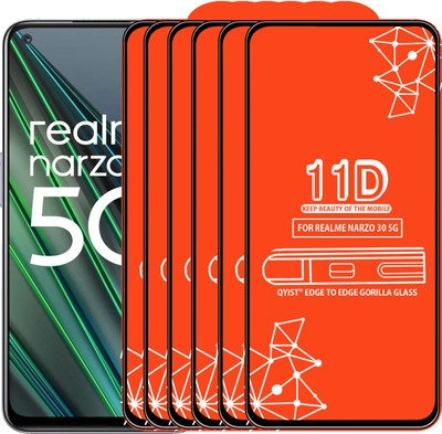 Qyist Edge To Edge Tempered Glass for Realme Narzo 30 5G(Pack of 6)