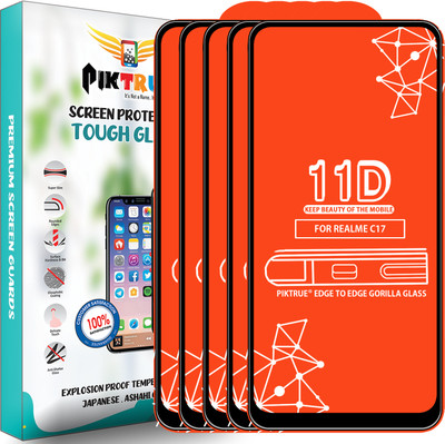 PikTrue Edge To Edge Tempered Glass for Realme C17(Pack of 5)