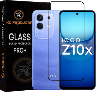 KC PRODUCTS Edge To Edge Tempered Glass for iQOO Z10x, iQOO Z10X 5G / Vivo T3X 5G, with Easy Self Installation Kit(Pack of 1)