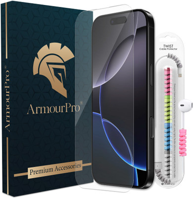 ArmourPro Edge To Edge Tempered Glass for iPhone 16 Pro, Apple iPhone 16 Pro, OG Tempered Glass with Cable Protector(Pack of 1)