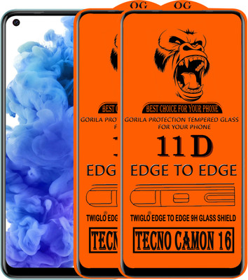 TWIGLO Edge To Edge Tempered Glass for TECNO CAMON 16(Pack of 3)