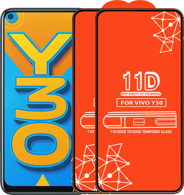 Qyist Edge To Edge Tempered Glass for Vivo Y30(Pack of 2)