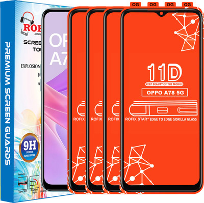 Rofix star Edge To Edge Tempered Glass for OPPO A78 5G(Pack of 4)