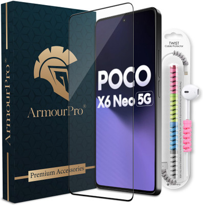 ArmourPro Edge To Edge Tempered Glass for Poco X6 Neo 5G, Poco X6Neo 5G, Poco X6 Pro 5G, Poco X6Pro 5G, Poco X6 5G, OG Tempered Glass with Cable Protector(Pack of 1)