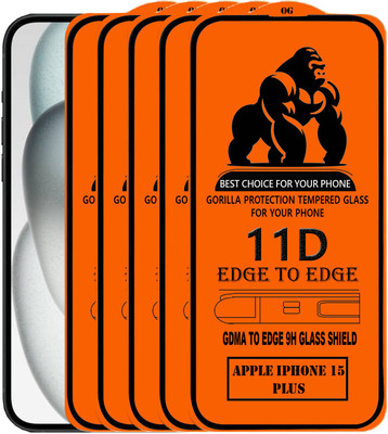 GDMA Edge To Edge Tempered Glass for Apple iPhone 15 Plus(Pack of 5)