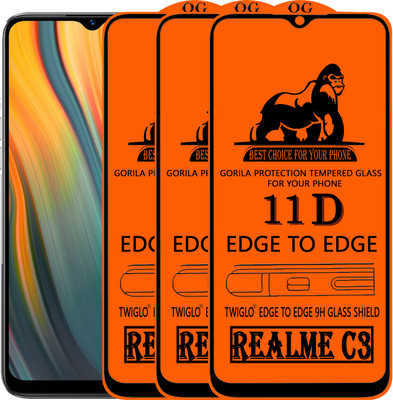 CYOR Edge To Edge Tempered Glass for REALME C3(Pack of 3)