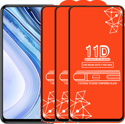 Qyist Edge To Edge Tempered Glass for Redmi Note 9 Pro Max(Pack of 3)
