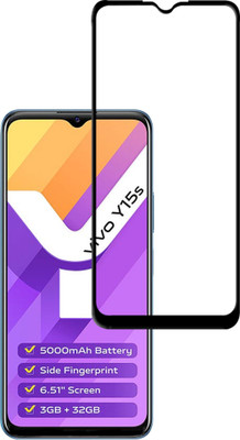 AuraX Edge To Edge Tempered Glass for vivo Y15s(Pack of 1)