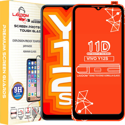 Laxdom Edge To Edge Tempered Glass for VIVO Y12S(Pack of 1)