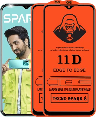 Laxdom Edge To Edge Tempered Glass for TECNO SPARK 8(Pack of 2)