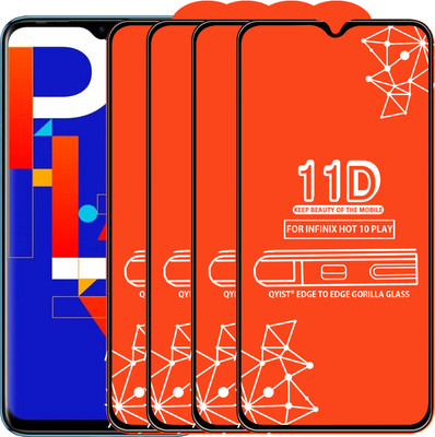 Qyist Edge To Edge Tempered Glass for Infinix Hot 10 Play(Pack of 4)