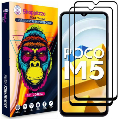 Shoppitzzo Edge To Edge Tempered Glass for POCO M5 4G**DuraGlass**Millitary Grade-Anti Explosion-Tempered Glass/Full Screen Coverage-Edge to Edge/9H Hardness/With Easy Installation Kit(Pack of 2)