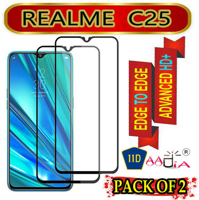 aadia Edge To Edge Tempered Glass for REALME C25(Pack of 2)