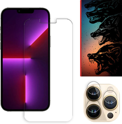 SOMTONE Edge To Edge Tempered Glass for Apple iPhone 13 Pro Max 5G Tempered Glass Screen Protector | Anti-Scratch | Edge to Edge Full Coverage | 9H Hardness ( 1 FRONT SCREEN GUARD + 1 CAMERA LENS PROTECTOR + 1 FREE BACK EMBOSSED SKIN061 )(Pack of 1)