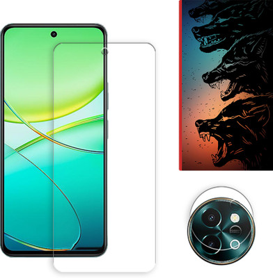 SOMTONE Edge To Edge Tempered Glass for vivo Y38 5G Tempered Glass Screen Protector | Anti-Scratch | Edge to Edge Full Coverage | 9H Hardness ( 1 FRONT SCREEN GUARD + 1 CAMERA LENS PROTECTOR + 1 FREE BACK EMBOSSED SKIN061 )(Pack of 1)