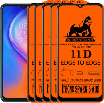 TWIGLO Edge To Edge Tempered Glass for TECNO SPARK 5 AIR(Pack of 5)