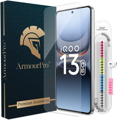 ArmourPro Edge To Edge Tempered Glass for iQOO 13 5G, iQOO 13, OG Tempered Glass with Cable Protector(Pack of 1)