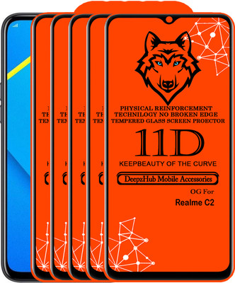 DeepzHub Edge To Edge Tempered Glass for Realme C2(Pack of 5)