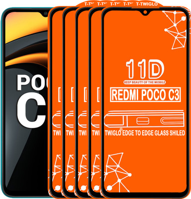 TWIGLO Edge To Edge Tempered Glass for REDMI POCO C3(Pack of 5)