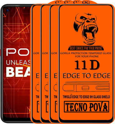 TWIGLO Edge To Edge Tempered Glass for TECNO POVA(Pack of 4)