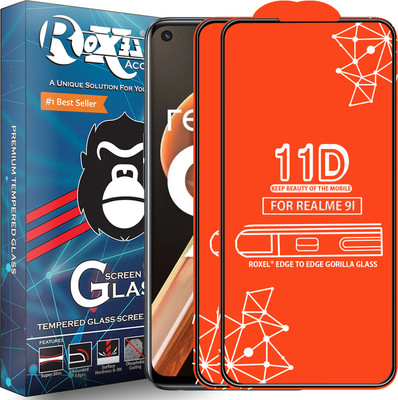 Roxel Edge To Edge Tempered Glass for Realme 9I(Pack of 2)