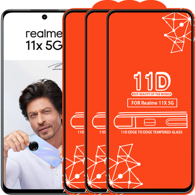 Roxel Edge To Edge Tempered Glass for Realme 11X 5G(Pack of 3)