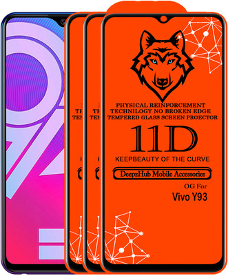 DeepzHub Edge To Edge Tempered Glass for Vivo Y93(Pack of 3)