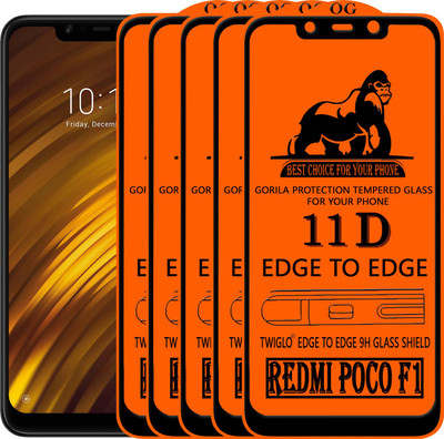TWIGLO Edge To Edge Tempered Glass for POCO F1(Pack of 5)