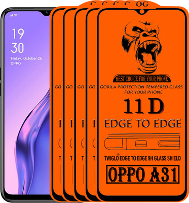 TWIGLO Edge To Edge Tempered Glass for OPPO A31(Pack of 5)