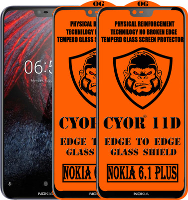 CYOR Edge To Edge Tempered Glass for Nokia 6.1 Plus(Pack of 2)