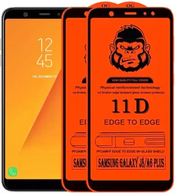 1DOLLAR Edge To Edge Tempered Glass for Samsung Galaxy A6 Plus (2018) , Galaxy J8 (2018) , Galaxy On8 (2018) -9H Grade-Tempered Glass/Full Screen Coverage-Edge to Edge/9H Hardness/With Easy Installation Kit(Pack of 2)